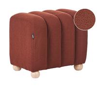 Pouf Ottoman Moderne à Rayures Tissu Bouclé Pieds en Bois Style Cottage Rétro Ma