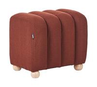 Pouf Ottoman Moderne à Rayures Tissu Bouclé Pieds en Bois Style Cottage Rétro Marron Doré Idyllwild