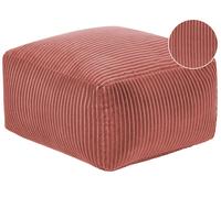 Pouf Ottoman Rectangulaire en Velours Côtelé Rembourré Rouge Clair Accessoire Mu