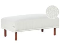 Pouf Ottoman Rectangulaire Pieds en Bois et Tissu Hydrofuge Bou lanc Holt