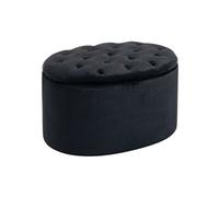 Pouf ovale style Chesterfield plateau assise capitonné rembourré dim. 71 x 52 x 42 cm velours noir