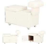 Pouf Pédicure avec Repose-pieds, Tabouret Cosmétique avec armoire sous le siège