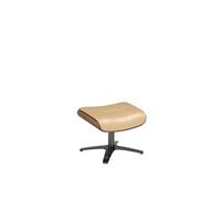 Pouf pivotant en cuir et bois de noyer 5088C, 52 x 42 x 39 cm. -