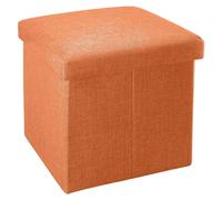 Pouf pliable, 30 x 30 x 30 cm, couleur orange mandarine, boîte de rangement multifonctionnelle