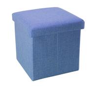 Intirilife Pouf Pliable 30x30x30 cm en Bleu MER - Boîte de Rangement Décorative en Tissu Aspect Lin pour Gagner de l'espace - Tabouret Coffre Siège