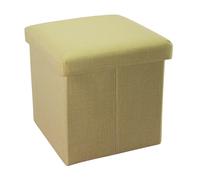 Intirilife Pouf Pliable 30x30x30 cm en Vert Printemps - Boîte de Rangement Décorative en Tissu Aspect Lin pour Gagner de l'espace - Tabouret Coffre Siège