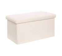 Pouf Pliable Coffre Jaiko en Bouclette Blanc 76x38cm - Atmosphera Créateur d'intérieur