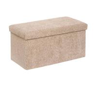 Pouf Pliable Coffre Soana en Bouclette Beige foncé 76x38cm - Atmosphera Créateur d'intérieur