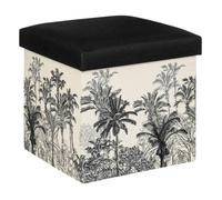 Pouf pliant ""Benicio"" noir et blanc motifs - Atmosphera Créateur d'intérieur