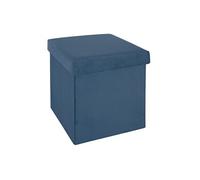 Pouf pliant Bleu fonce en velours en Polyester - 38 x 38 Cm --