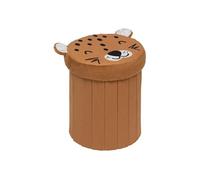 Atmosphera Pouf-coffre enfant Anoki - Pliant léopard Orange D30x36cm