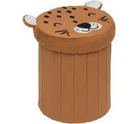 Atmosphera Pouf-coffre enfant Anoki - Pliant léopard Orange D30x36cm