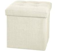 Atmosphera - Pouf Coffre de Rangement Pliant Lysandre Beige, Cube 38 cm, Assise Capitonnée - pour Salon, Chambre, Entrée