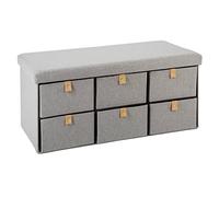 Atmosphera - Pouf Pliant Double Suède Gris à tiroirs