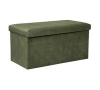 Pouf pliant double ""Lilou"" en velours 76x38cm vert kaki - Atmosphera Créateur d'intérieur