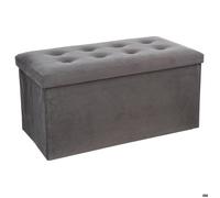 Pouf pliant double ""Lysandre"" effet velours gris ardoise - Atmosphera Créateur d'intérieur