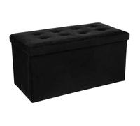 Pouf pliant double ""Lysandre"" effet velours noir - Atmosphera Créateur d'intérieur