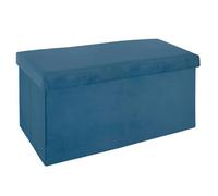 Atmosphera - Pouf Pliant Double Tess Bleu en Velours