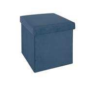 Atmosphera Pouf pliant velours - Bleu foncé