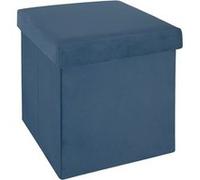 Atmosphera Pouf pliant velours - Bleu foncé