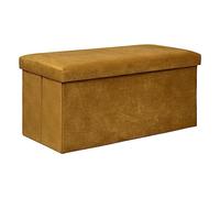 Atmosphera - Pouf Pliant Double Lilou en Velours 76x38cm Jaune Ocre