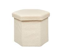 Atmosphera – Pouf pliant héxagonal en bouclette – Ivoire