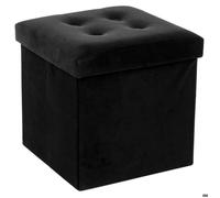 Atmosphera Pouf en velours coffre - Noir
