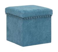 Pouf pliant ""Mémo"" 40x38cm bleu canard - Atmosphera createur d'interieur