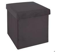 Pouf pliant ""Tess"" velours gris - Atmosphera Créateur d'intérieur