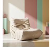 Pouf poire fauteuil paresseux en tissu sherpa beige, 105x86x75 cm, pouf salon, siège ergonomique confortable pour salon chambre