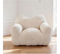 Pouf Poire Géant avec Accoudoirs Blanc Ivoire - Fauteuil Relax XXL Ultra Confort