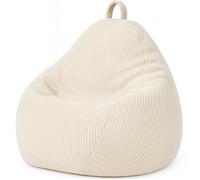 Pouf Poire Velours Côtelé déhoussable - 105x85 cm - Bananair - Blanc Fabriqué en France