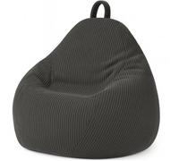Pouf Poire Velours Côtelé déhoussable - 105x85 cm - Bananair - Gris foncé Fabriqué en France