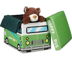 Pouf pour enfants avec espace de rangement - Coffre à jouets 37L, Vert