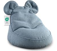 Pouf pour enfants "MIKI" avec oreilles - Confortable, Pouf Montessori pour chambre d'enfant (Bleu, 68/68/50 avec oreilles)