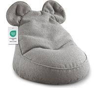 Pouf pour enfants "MIKI" avec oreilles - Confortable, Pouf Montessori pour chambre d'enfant (Gris,68/68/50 avec oreilles)