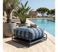 Pouf rayé pour salon de jardin modulable avec structure bleu pacific - Oviala Mixi