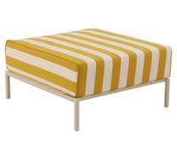 Pouf rayé pour salon de jardin modulable en tissu jaune clair - Oviala Patio