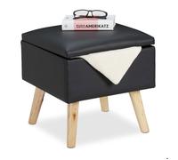 Relaxdays Tabouret avec rangement cuir artificiel