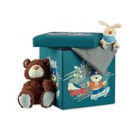 Pouf Relaxdays pour enfants pliable avec rangement et couvercle H x l x P 38 x 38 x 38 cm ours