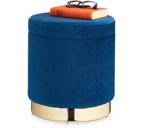 Pouf rembourré avec espace de rangement - polyvalent et moderne - 1 pièce - velours bleu