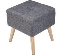 Pouf rembourré gris avec rangement, repose-pieds, 32 x 36,5 cm, lin