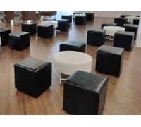 Pouf repose-pieds carré de luxe rembourré, tabouret bas en cuir PU | Tabouret bas en cuir PU pour cabines d'essayage, bureaux, halls d'exposition, centres commerciaux et chambres à coucher.