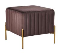 Pouf Repose-Pieds Carré en Velours avec Pieds Métalliques Dorés Ottoman Glam Sty