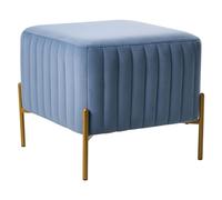 Pouf Repose-Pieds Carré en Velours avec Pieds Métalliques Dorés Ottoman Glam Sty