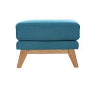 Pouf repose-pieds déhoussable en tissu bleu canard et bois clair oslo