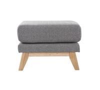 Pouf repose-pieds déhoussable scandinave en tissu gris clair et bois clair OSLO