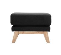 Pouf repose-pieds déhoussable en tissu gris foncé et bois clair oslo