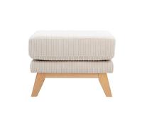 Pouf repose-pieds déhoussable en tissu velours côtelé beige et bois clair oslo