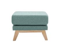Pouf repose-pieds déhoussable scandinave en tissu vert de gris et bois clair OSLO